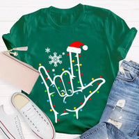 ASL Snowflake Holiday Lights Shirt, Sign Language Christmas T-Shirt, Deaf Community Graphic Tee, ASL Christmas Tee