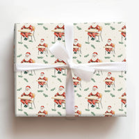 Watercolor Teacher Christmas Gift Wrap, Santa at School Desk Wrapping Paper, Pine Needle Santa Gift Wrapping Paper, Teacher Holiday Wrap