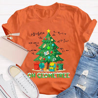 Humorous Geometry Pun Christmas T-Shirt, Oh Geometree Math Teacher Shirt, Holiday Math Teacher Graphic Tee, Xmas Math Teacher Holiday Present