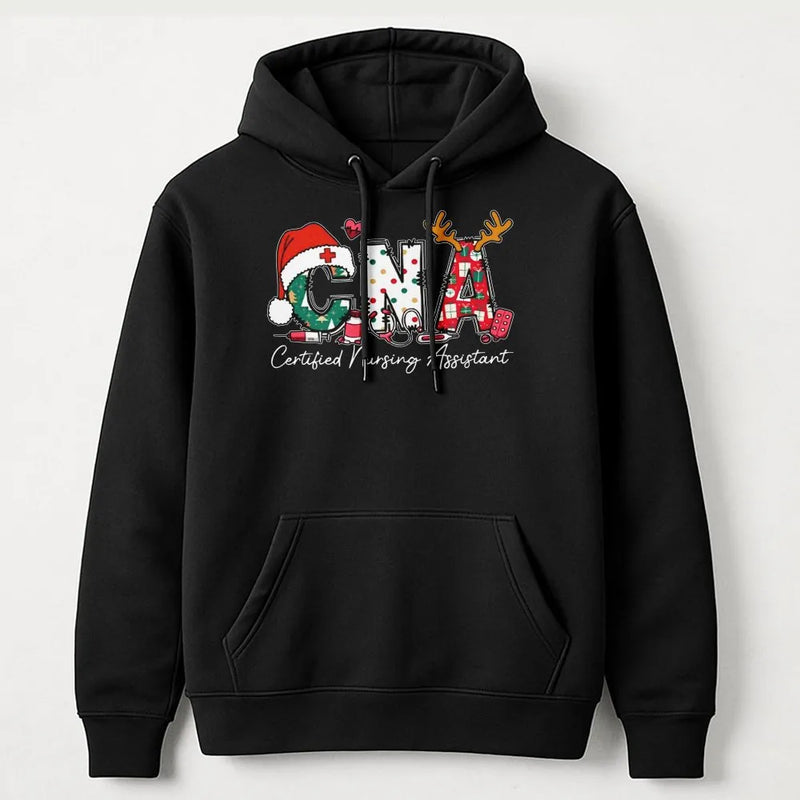 Certified Nursing Assistant Holiday Hoodie, CNA Christmas Hoodie, Nurse Xmas Sweatshirt, Medical Healthcare Pullover Hoodie Present
