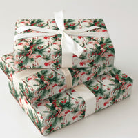 Tropical Holiday Gift Wrap, Pink Flamingo Christmas Wrapping Paper, Adorable Flamingo Wrapping Paper, Winter Holly Gift Wrap, Xmas Gift Wrap