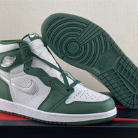 High Top Sneakers, White Green Colorway, Lace Up Design, Casual Gift for Sneaker Fans