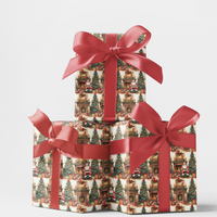 Fireside Santa Christmas Gift Wrap, Vintage Santa Wrapping Paper, Comfy Holiday Wrapping Paper, Retro Xmas Gift Wrap, Winter Present Paper