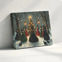 Snowy Forest Holiday Canvas Wall Decor, Witches Christmas Tree Canvas Art, Gothic Witchy Christmas Canvas Print, Spooky Winter Wall Art