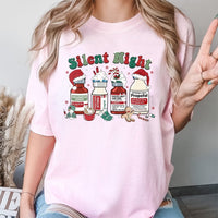 Humorous ICU Nurse Christmas T-Shirt, Silent Night Medical Christmas T-Shirt, Healthcare Worker Holiday Tee, Doctor RN Christmas T-Shirt