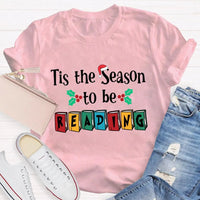Book Lover Christmas Graphic Tee, Tis the Season to Be Reading T-Shirt, Bibliophile Holiday Shirt, Bookworm Xmas Tee, Reader Holiday Shirt