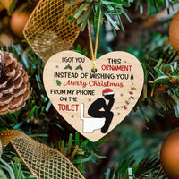 Rude Gag Present Christmas Heart Keepsake, Humorous Toilet Humor Heart Ornament, Ceramic Holiday Tree Decor, Secret Santa Heart Ornament Present