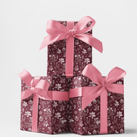 Poinsettia Holiday Gift Wrap, Vintage Chalkboard Christmas Wrapping Paper, Rustic Floral Christmas Wrapping Paper, Winter Present Roll