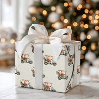 Watercolor Golfer Christmas Gift Wrap, Santa Golf Cart Wrapping Paper, Humorous Sports Holiday Wrapping Paper, Golf Lover Xmas Present Wrap