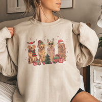 Festive Dog Holiday Sweater, Golden Retriever Christmas Sweatshirt, Adorable Pet Lover Crewneck, Winter Dog Mom Pullover, Xmas Present for Dog Mom