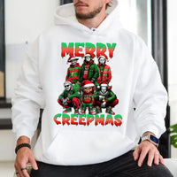 Scary Movie Christmas Hoodie, Merry Creepmas Horror Hoodie, Creepmas Graphic Hooded Sweatshirt, Horror Fan Pullover Hoodie, Holiday Present