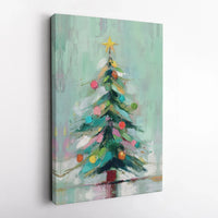 Colorful Christmas Wall Decor, Abstract Christmas Tree Canvas Art, Holiday Tree Canvas Print, Seasonal Winter Wall Art, Holiday Home Present