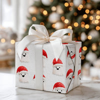 Spooky Santa Hat Gift Wrap, Christmas Ghost Wrapping Paper, Adorable Watercolor Ghost Holiday Wrapping Paper, Whimsical Winter Season Gift Wrap