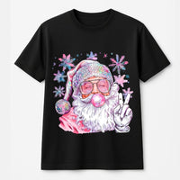 Retro Peace Sign Santa T-Shirt, Disco Santa Christmas Shirt, Bubble Gum Graphic Tee, Trendy Y2K Holiday Top, Xmas Present for Women and Teens