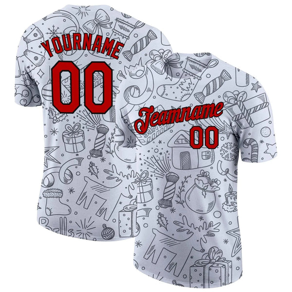 Personalized Holiday Athletic T-Shirt, Custom Christmas Performance Shirt, Custom Name and Number Shirt, Festive Sportswear W