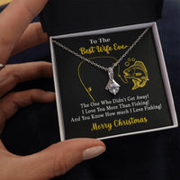 Wife Ribbon Pendant Necklace, The One Who Didn't Get Away Fishing Necklace, Romantic Fishing Lover Necklace, Christmas Present for Wife
