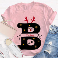 Reindeer Antlers Merry Christmas T-Shirt, Personalized Teacher Christmas Shirt, Custom Teacher Holiday Tee, Teacher Christmas Present
