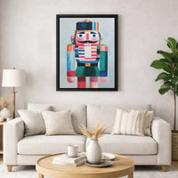 Colorful Modern Abstract Christmas Canvas Print, Nutcracker Wall Art, Holiday Festive Canvas Wall Decor, Seasonal Winter Art Present