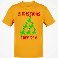 Humorous Dinosaur Holiday Graphic Tee, Christmas Tree Rex Shirt, Adorable Trex Christmas T-Shirt, Festive Dino Lover Shirt, Holiday Season Tee