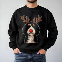 Humorous Reindeer Dog Sweatshirt, Bernadoodle Christmas Sweatshirt, Holiday Bernedoodle Crewneck, Comfy Dog Lover Xmas Graphic Sweatshirt