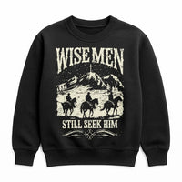Western Cowboy Christian Sweatshirt, Wise Men Still Seek Him Sweatshirt, Faith Based Christmas Crewneck, Religious Holiday Believer Sweater
