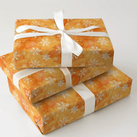 Watercolor Winter Gift Wrap, Orange Snowflake Wrapping Paper, Golden Yellow Holiday Wrapping Paper, Warm Festive Christmas Wrapping Paper