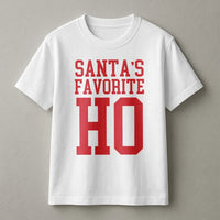 Humorous Christmas Party Shirt, Santas Favorite Ho T-Shirt, Sarcastic Naughty List Tee, Retro Holiday Graphic T-Shirt, Humor Christmas Present