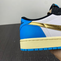 Low Top Sneakers, Blue White Black Gold Colorway, Leather Footwear, Lace Up Design, Casual Gift for Sneaker Fans