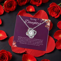 Sentimental Daughter Love Knot Pendant, To My Daughter Love Knot Necklace, Rotating Rose Gift Box Knot Jewelry, Birthday Christmas Present
