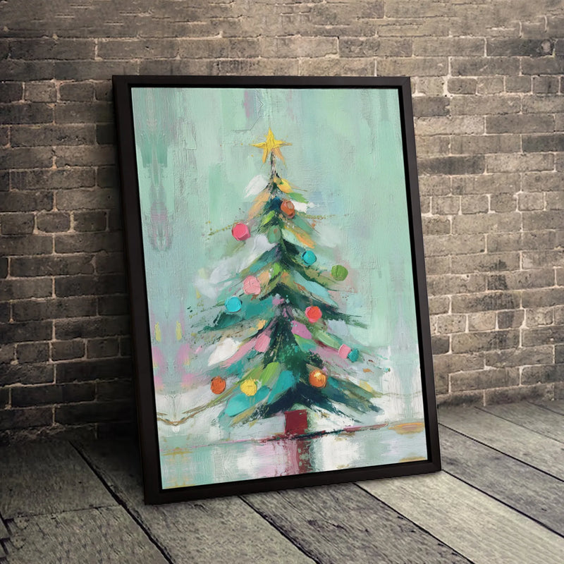 Colorful Christmas Tree Print, Abstract Christmas Tree Canvas Art, Modern Christmas Tree Wall Art, Holiday Canvas Decor, Festive Home Present