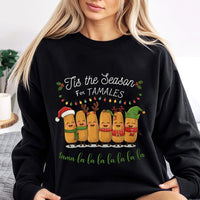 Humorous Mexican Food Christmas Crewneck, Tis the Season for Tamales Sweatshirt, Retro Foodie Holiday Pullover, Xmas Food Sweatshirt, Fan Present