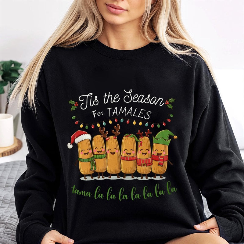 Humorous Mexican Food Christmas Crewneck, Tis the Season for Tamales Sweatshirt, Retro Foodie Holiday Pullover, Xmas Food Sweatshirt, Fan Present