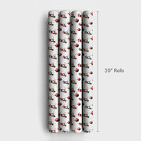 Xmas Bird Gift Wrap, Santa Hat Hummingbird Wrapping Paper, Festive Ornament Holiday Paper, Christmas Gift Wrap Roll