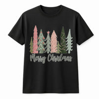 Boho Pine Forest Graphic Tee, Merry Christmas Tree T-Shirt, Festive Holiday Season T-Shirt, Botanical Winter Tree Shirt, Christmas T-Shirt