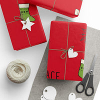 Peace Christmas Gift Wrap, Holiday Stockings Wrapping Paper, Festive Xmas Tree Gift Wrapping Paper, Winter Season Present Paper Roll