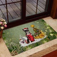 Snow Tree Welcome Mat, Boston Terrier Christmas Doormat, Merry Christmas Dog Doormat, Winter Pet Floor Mat, Dog Lover Holiday Present