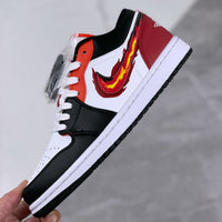 Retro Low Top Basketball Shoes, White Red Black Colorway, Lace Up Design, Casual Gift for Shoe Lovers