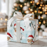 Healthcare Worker Christmas Gift Wrap, Doctor Santa Wrapping Paper, Stethoscope Santa Holiday Wrapping Paper, Nurse Doctor Gift Wrap Roll