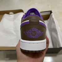 Low Top Sneakers, White Purple Brown Colorway, Lace Up Design, Casual Gift for Sneaker Fans