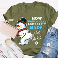 Festive Holiday Graphic Tee, Snowman Snowflake Christmas T-Shirt, Adorable Winter Snowman Shirt, Unisex Merry Christmas Tee, Xmas Holiday Present