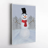 Whimsical Winter Forest Canvas, Snowman Wall Art Print, Holiday Snowman Canvas Wall Art, Christmas Season Wall Decor, Winter Present