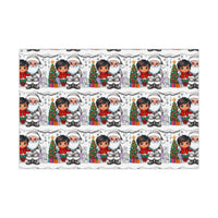 Santa and Boy Coloring Gift Wrap, Color-In Christmas Wrapping Paper, DIY Kids Holiday Activity Wrapping Paper, Fun Christmas Present Wrap
