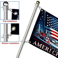 Patriotic Santa Sleigh Flag, Ameri Christmas House Flag, 4th of July in December Garden Flag, Winter Holiday Yard Decor Present