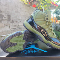 High Top Sneakers, Army Green Black Colorway, Lace Up Design, Casual Gift for Sneaker Fans
