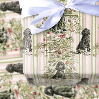 Watercolor Doodle Dog Gift Wrap, Labradoodle Christmas Wrapping Paper, Festive Xmas Tree Gift Wrapping Paper, Dog Lover Present Roll