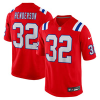 New England Patriots TreVeyon Henderson Red Alternate Game Player Jersey