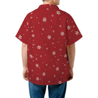 Festive Christmas Snowflake Button Up Shirt, Santa Claus Hawaiian Shirt, Winter Holiday Party Aloha Shirt, Retro Xmas Tropical Beach Shirt