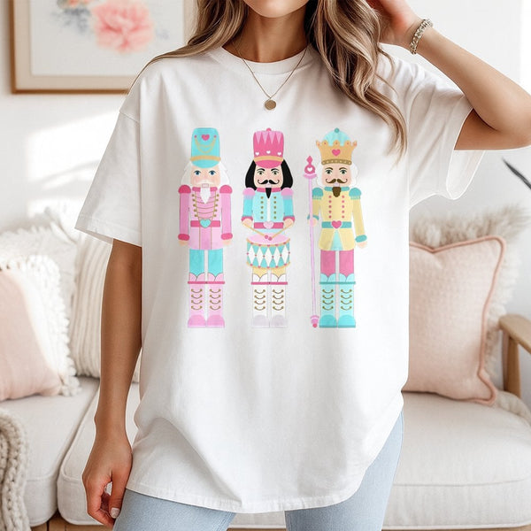 Pastel Nutcracker Ballet T-Shirt, Nutcracker Christmas Shirt, Adorable Holiday Graphic Tee, Festive Winter Dance T-Shirt, Chr