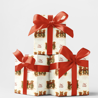 Joy to the World Holiday Gift Wrap, Christmas Mice Wrapping Paper, Adorable Watercolor Mice Gift Wrap Roll, Festive Xmas Wrapping Paper Present