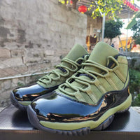 High Top Sneakers, Army Green Black Colorway, Lace Up Design, Casual Gift for Sneaker Fans